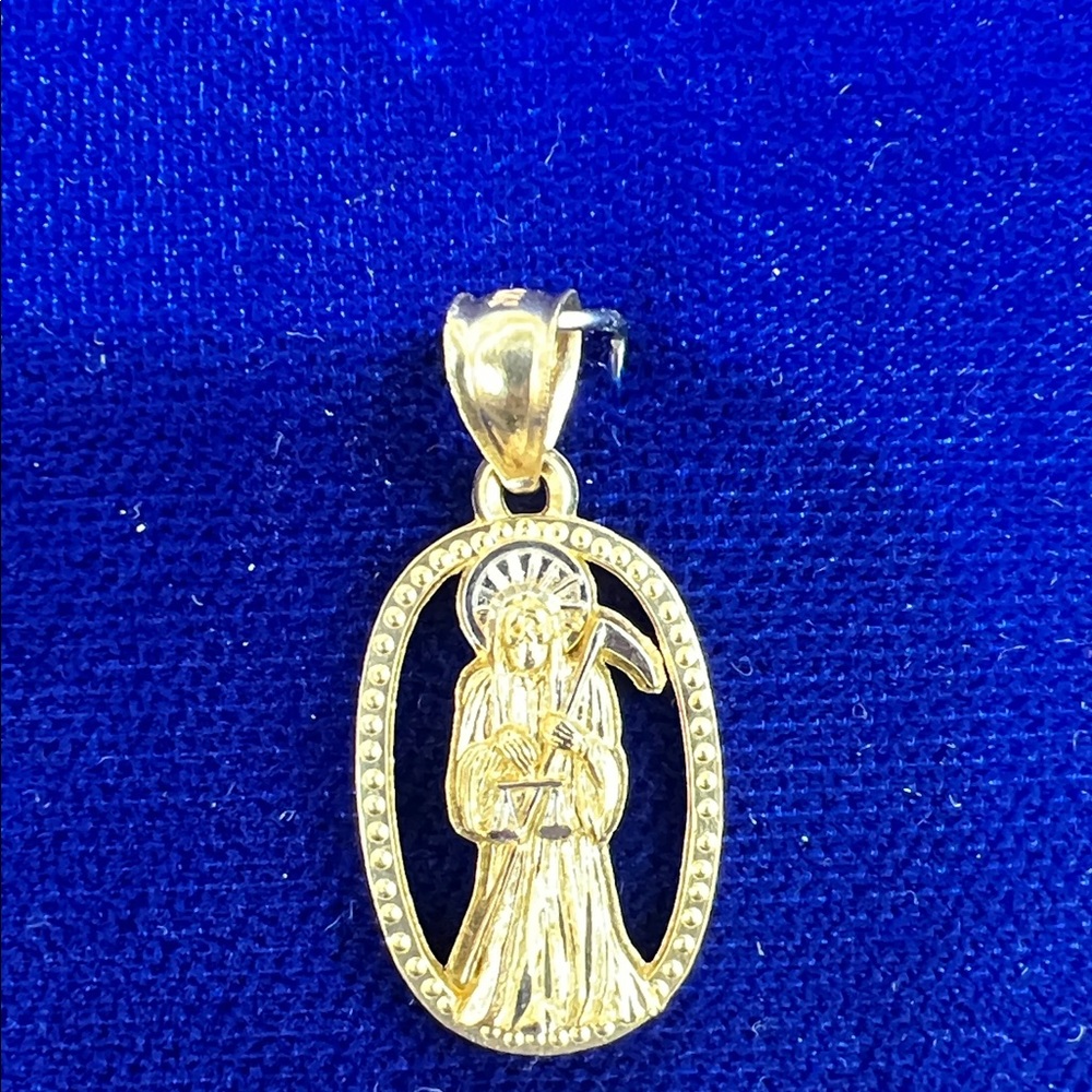 Gold Saint Pendant Necklace Charm - Gold Tone